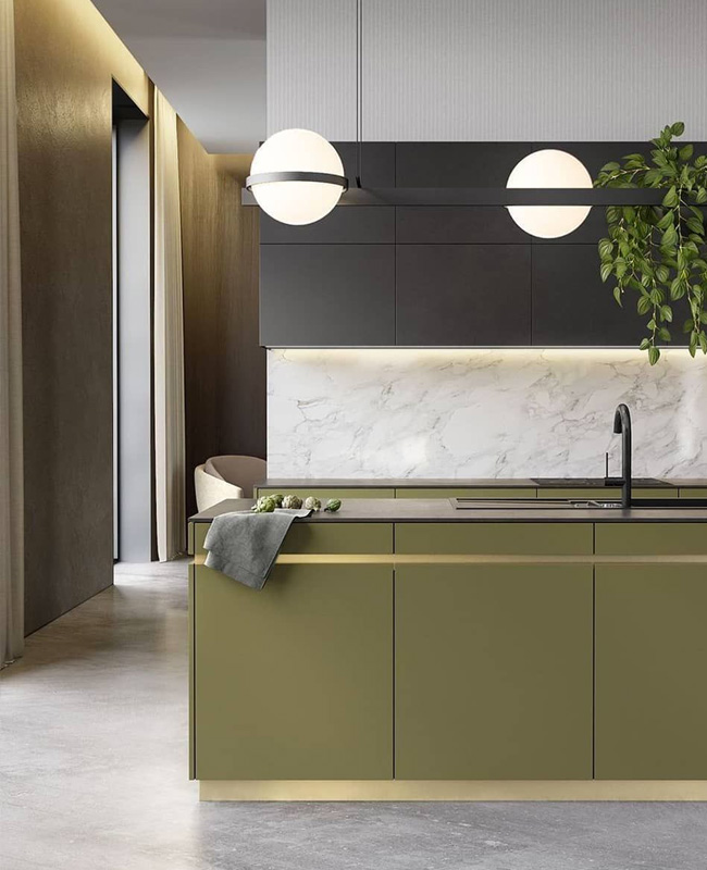 Une cuisine décorée avec le kaki et le blanc My Blog Deco