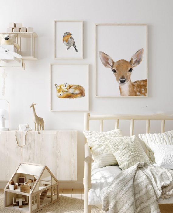 affiches animaux foret deco chambre bebe