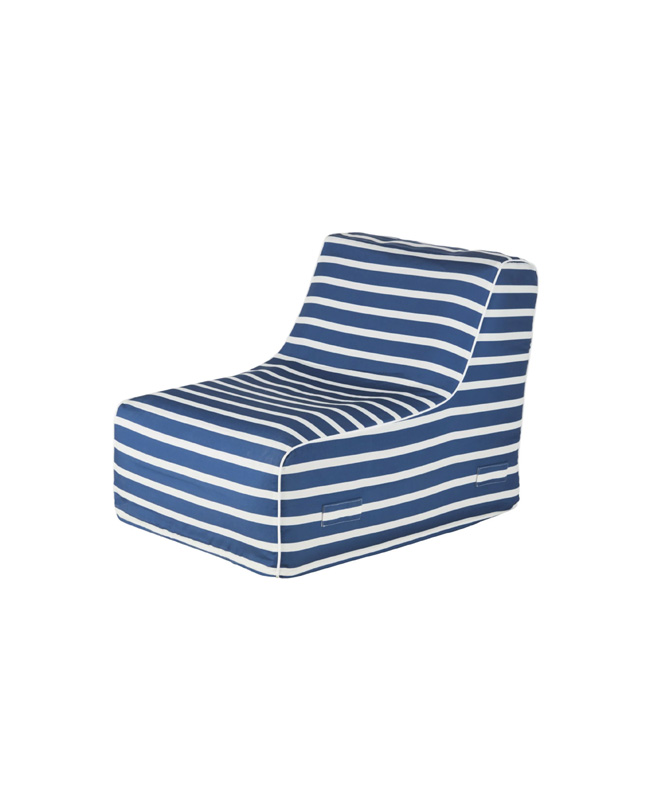 fauteuil jardin gonflable rayures bleu blanc