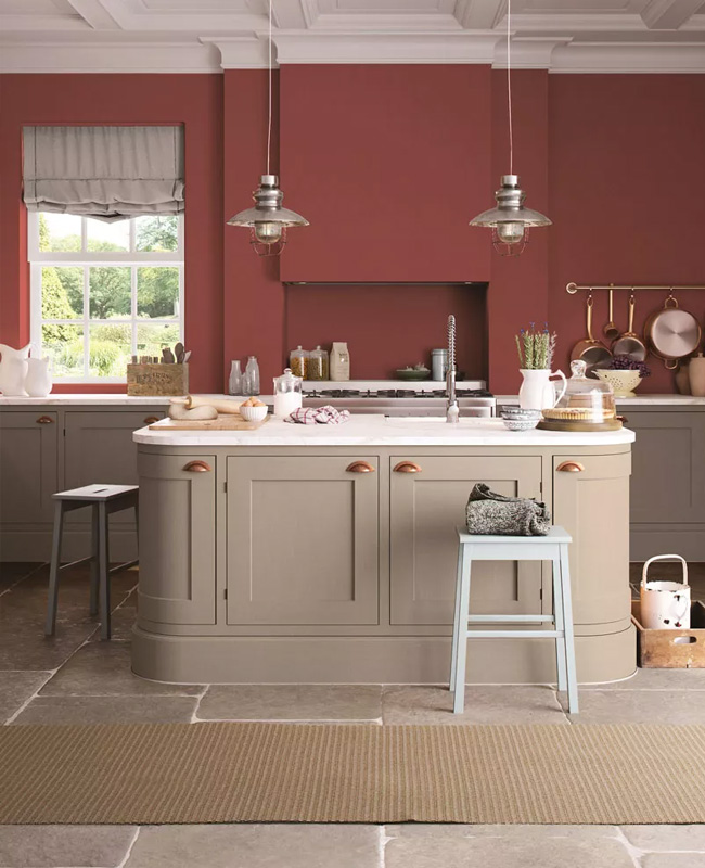 deco cuisine campagne chic beige rouge