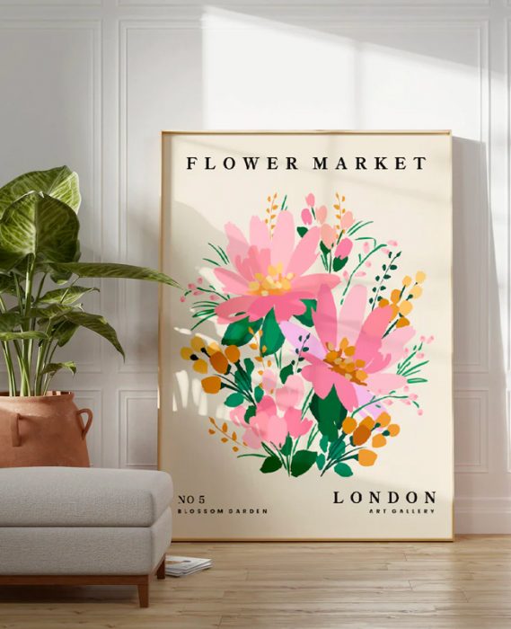affiche florale moderne coloree a imprimer