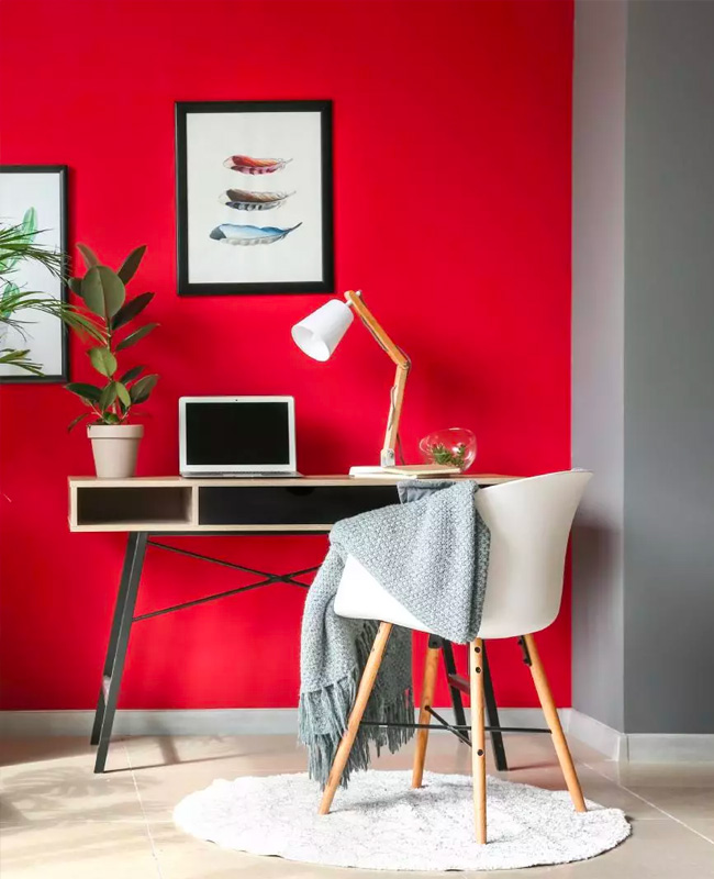 deco bureau moderne gris rouge