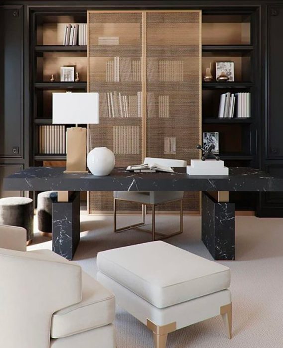 bureau moderne chic marbre noir