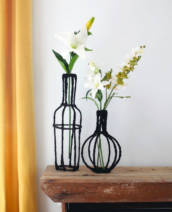 vase fil de fer silhouette diy