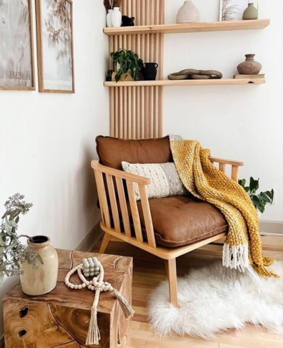 deco salon scandinave fauteuil bois
