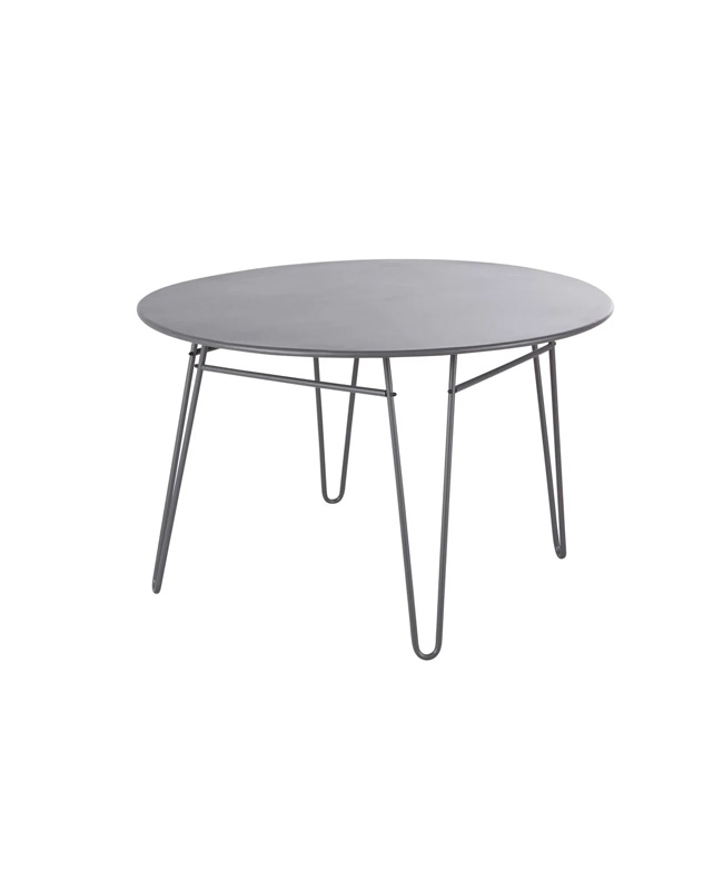 table jardin ronde metal gris