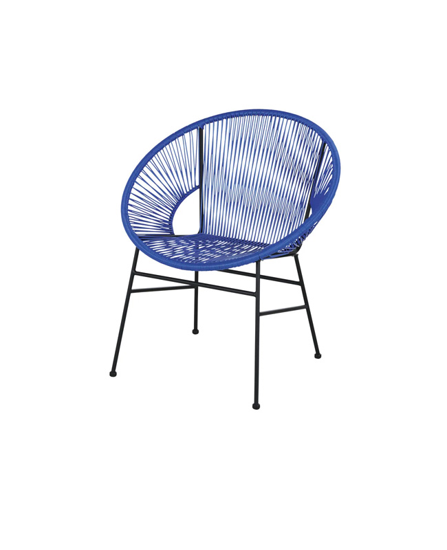 chaise jardin fil bleu