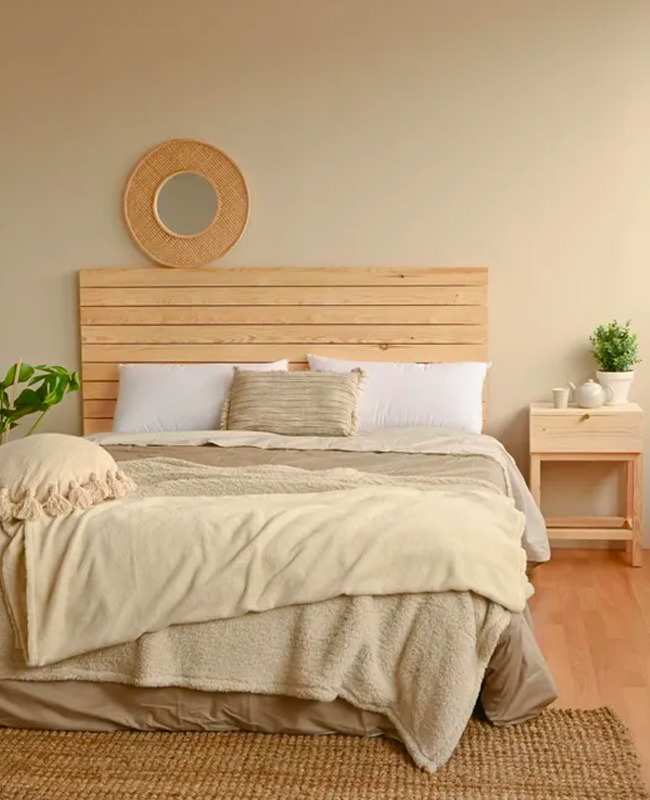 tete de lit tasseaux bois naturelle horizontale