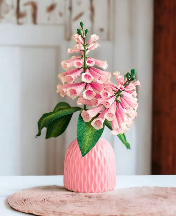 bouquet fleurs papier crepon rose