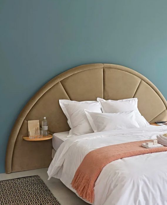 Tête De Lit Rembourrée NAOFE 120 Cm - Design Arrondi Moderne - Fixation Murale Réglable En Hauteur - Revêtement Synthétique Blanc - Pour Lit 120x190/200/220 Cm