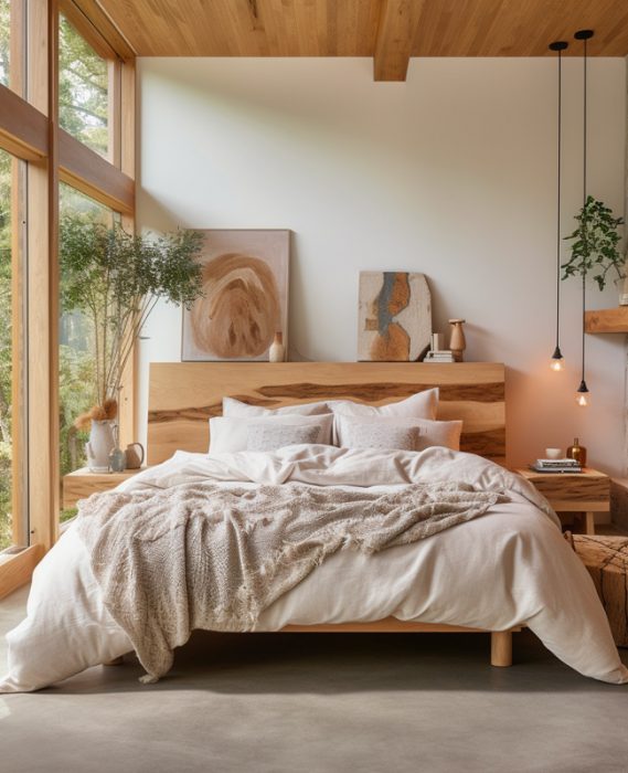 tete de lit bois deco chambre naturelle