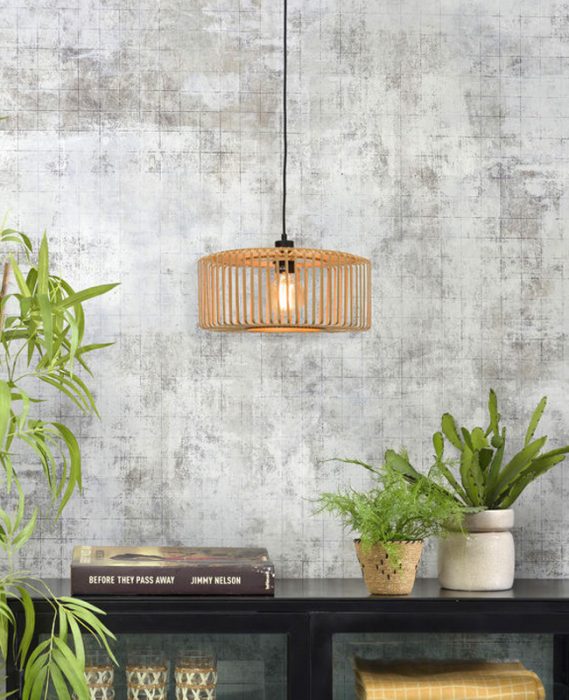 Suspension Naturelle Tressée Style Japandi Bois Clair Élégant Beige