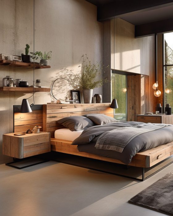 deco chambre tete de lit industrielle bois