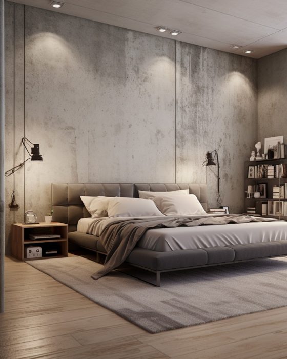 deco chambre moderne beton gris