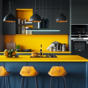 deco cuisine jaune bleu