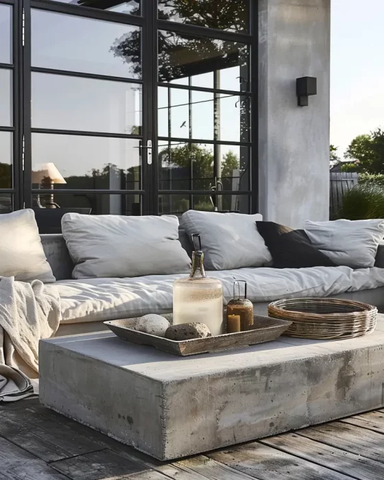 deco terrasse moderne table basse jardin beton