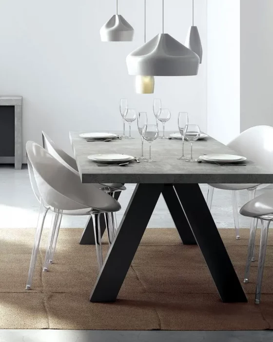 deco salle a manger moderne table beton