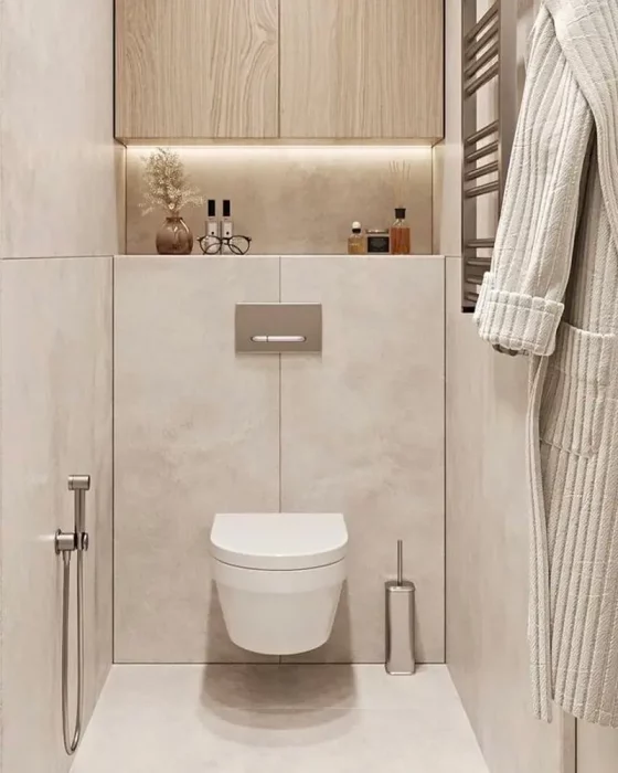 deco toilettes wc moderne beige bois
