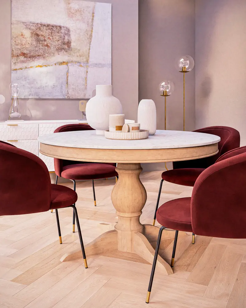table a manger ronde marbre bois