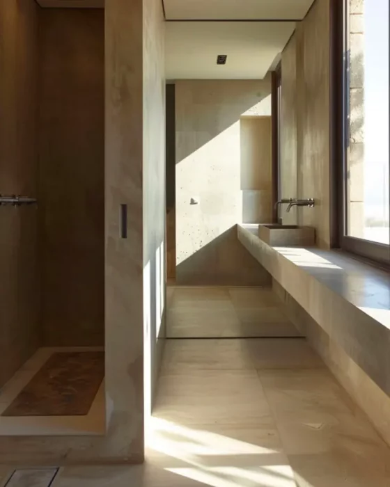 deco salle de bain minimaliste beton gris