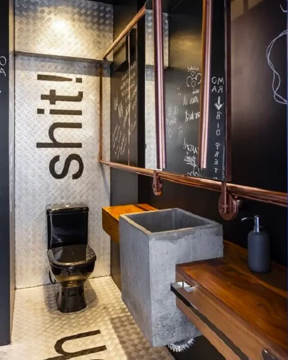 deco toilettes wc industrielles noir bois