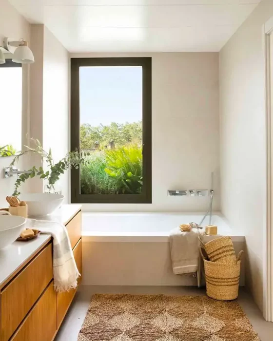 deco salle de bain minimaliste naturelle bois