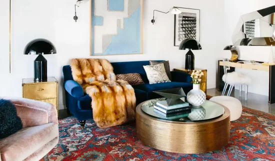 deco salon bleu dore
