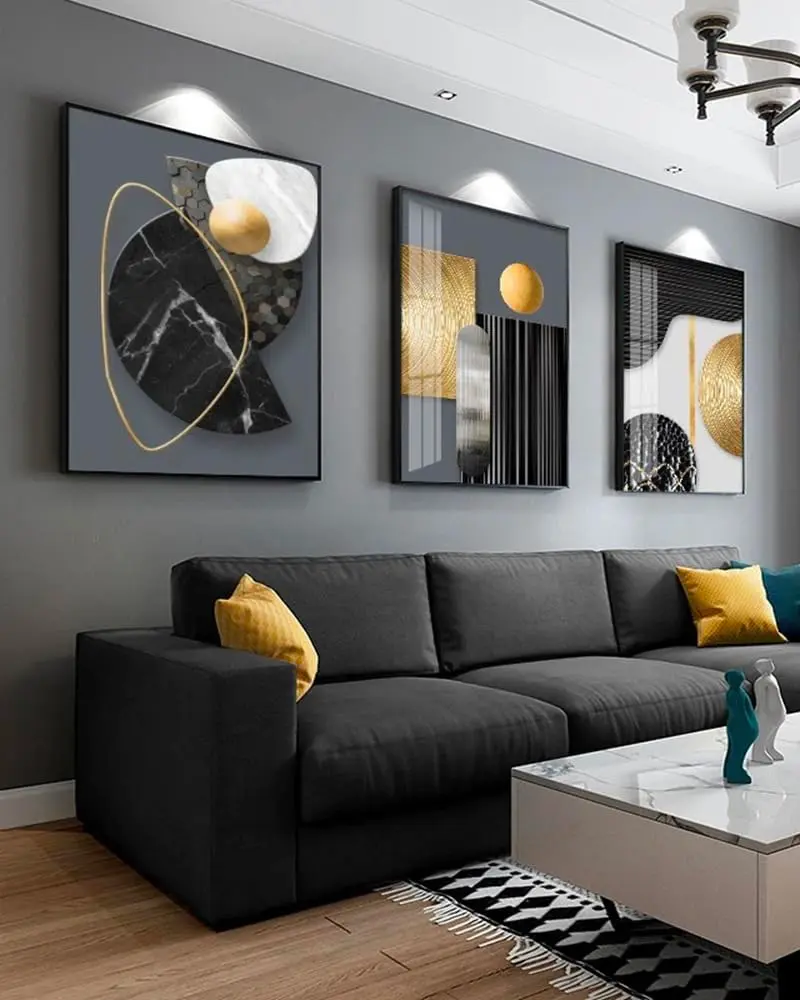 deco salon dore gris noir