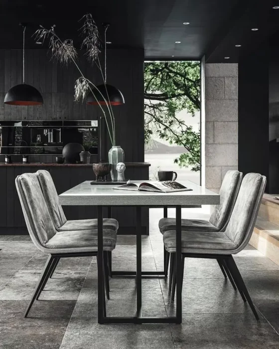deco salle a manger moderne gris noir