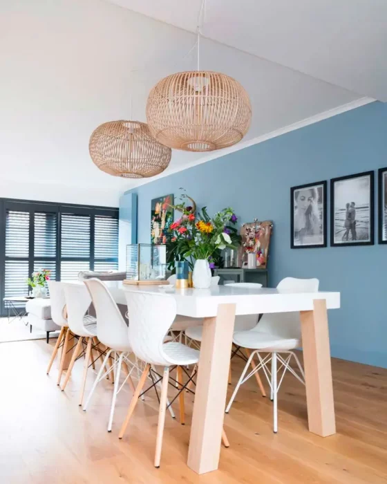 deco salle a manger moderne blanc bois