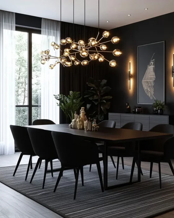 deco salle a manger moderne noire