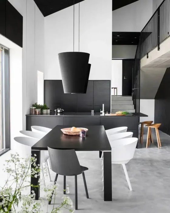 deco salle a manger moderne noir blanc