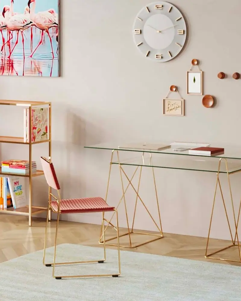 bureau tréteaux verre