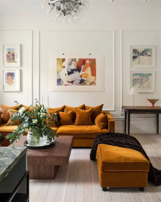 canape jaune deco salon chic