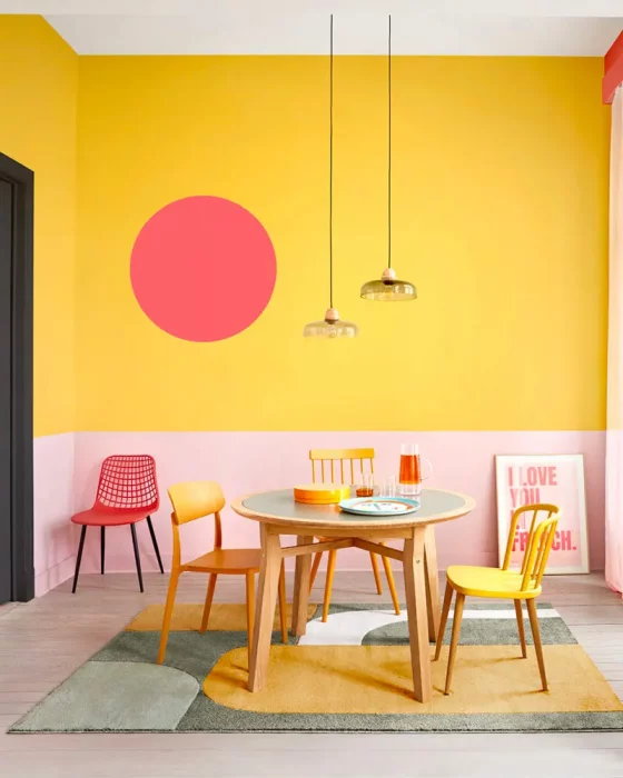 deco salle a manger jaune rouge