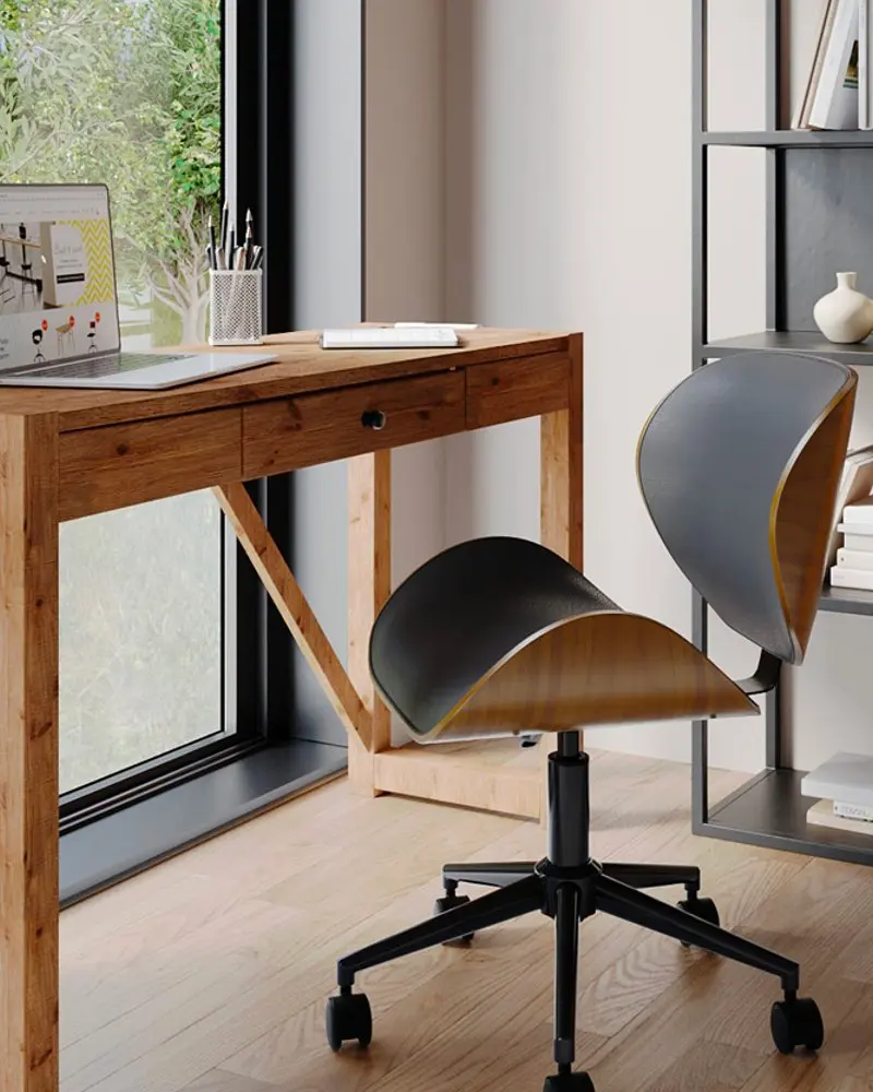 chaise bureau industrielle noir bois