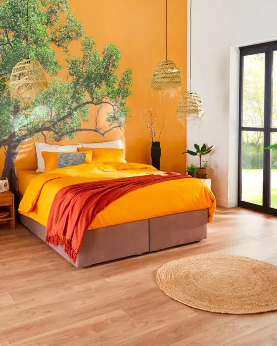 deco chambre nature jaune rouge