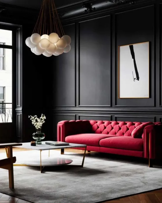 deco salon chic rouge noir