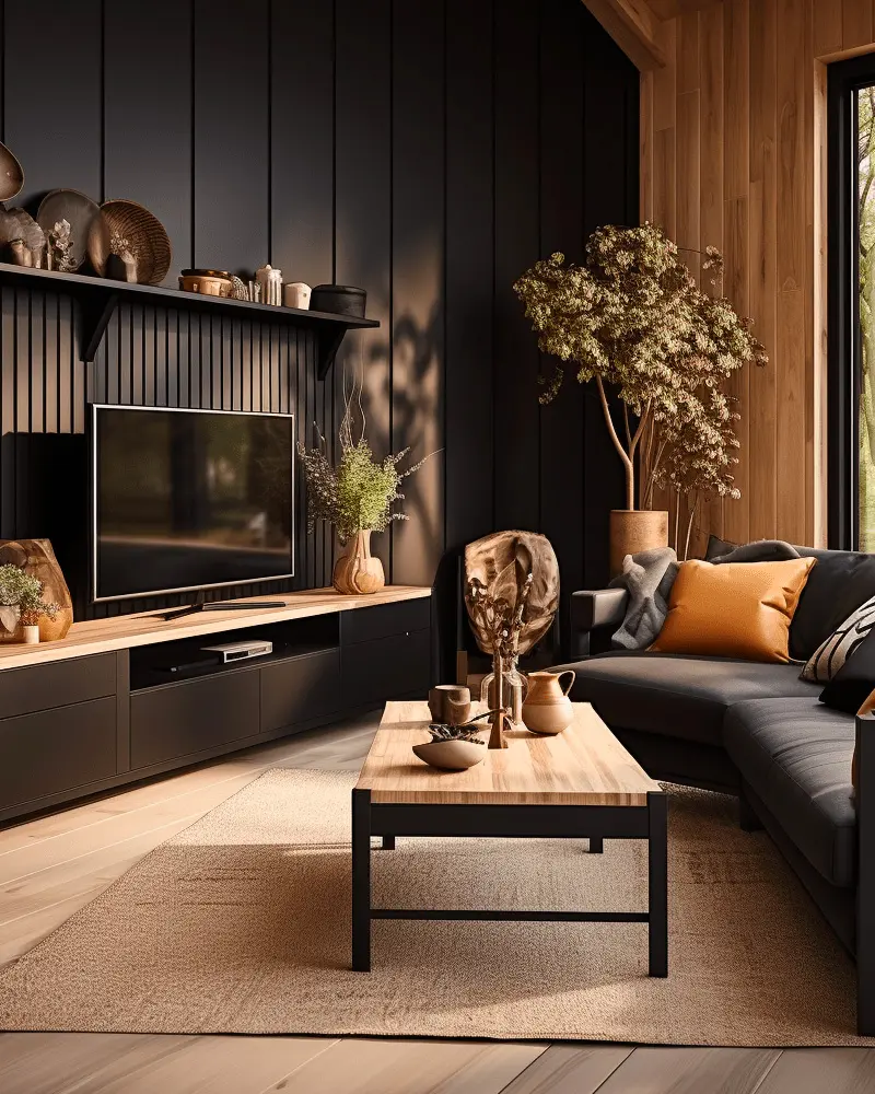 deco salon dore noir bois