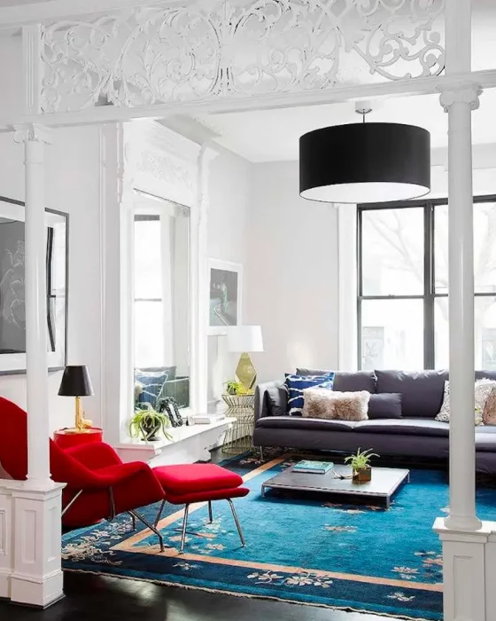deco salon moderne fauteuil rouge