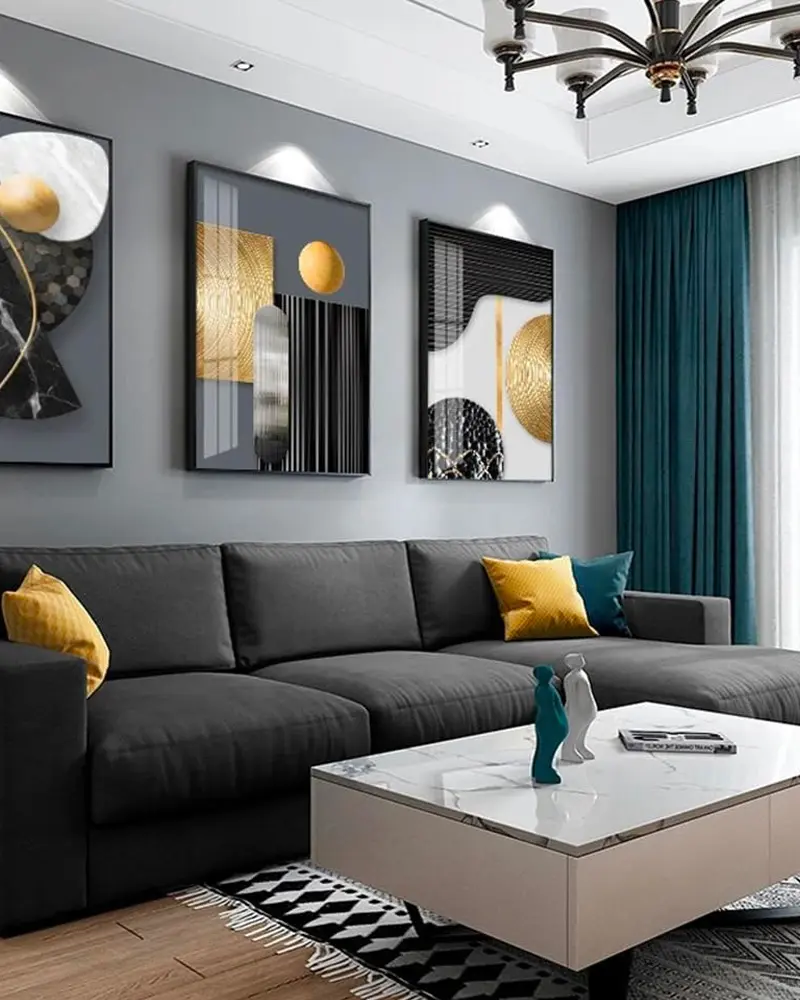 deco salon noir blanc dore