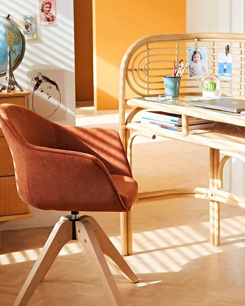 chaise bureau rotative terracotta