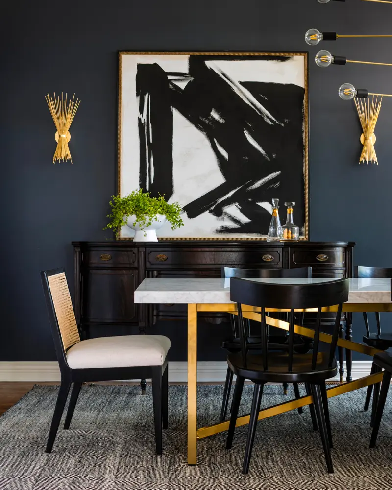 deco salle a manger dore noir bois