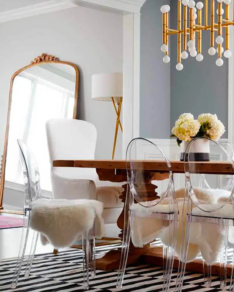 deco salle a manger noir blanc dore