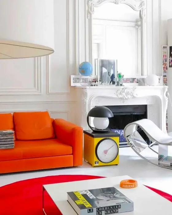 deco salon moderne orange rouge