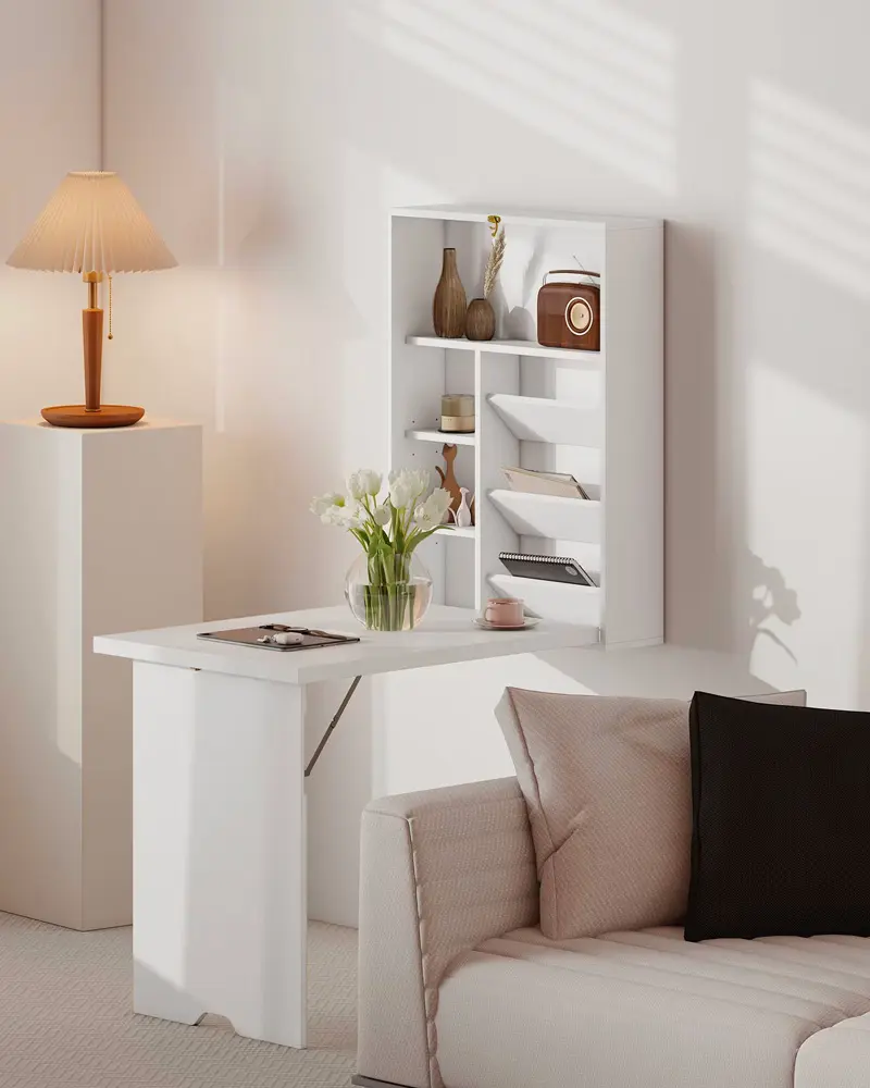 bureau pliable mural blanc