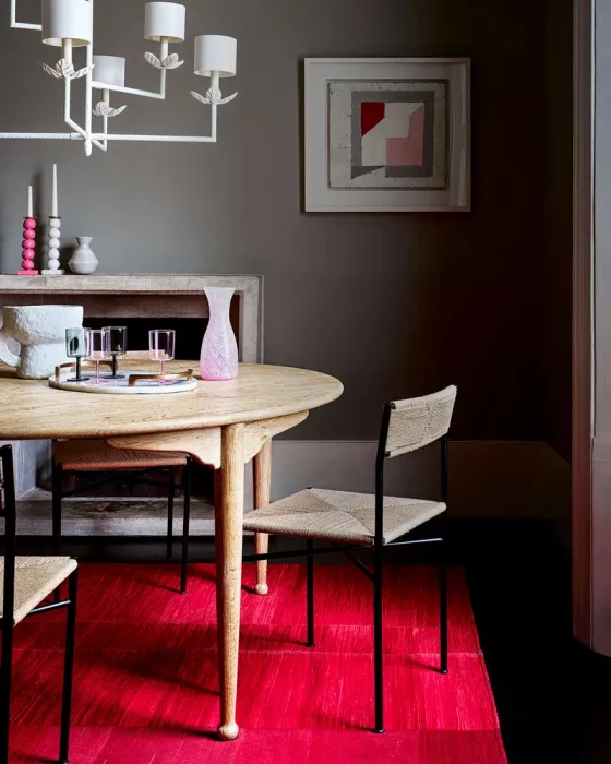 deco salle a manger rouge noir gris