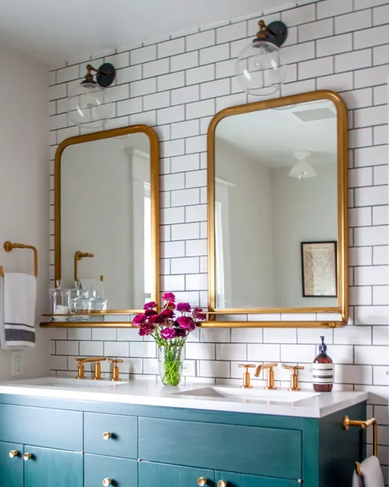 deco salle de bain miroir dore