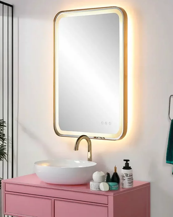 deco salle de bain miroir dore moderne