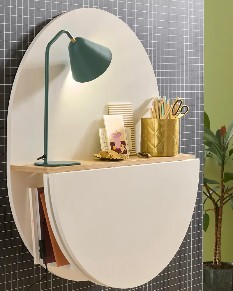 bureau pliable mural rond